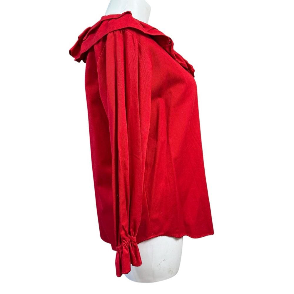 Red Ruffled Women's Blouse - Picture 4 of 9